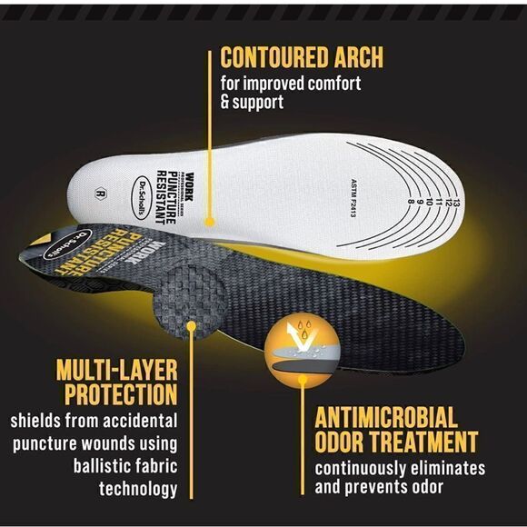 COPY 1- Dr. Scholl's Puncture Resistant Insoles, Men's 8-14, 2 pair for 1 price! - Picture 3 of 8
